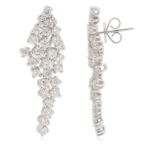 18KT WHITE GOLD CLUSTER DIAMOND EARRINGS 150-07179
