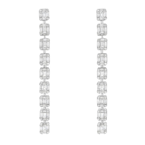 18KT WHITE GOLD DANGLE LINE EARRINGS 150-07178