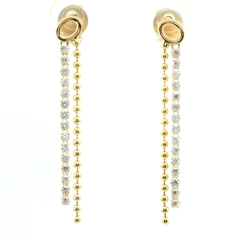 14KT YELLOW GOLD DIAMOND DANGLE EARRINGS 150-07176