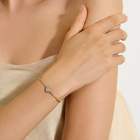John Hardy Essential Heart Bracelet, Gold, Diamonds, 1.8MM BUGGX989642DI