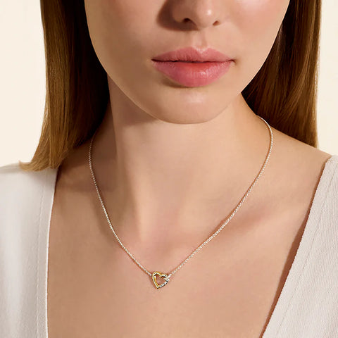 John Hardy Essential Heart Link Necklace, Sterling Silver, Gold, Diamonds, 1.5MM NZZP989722DI