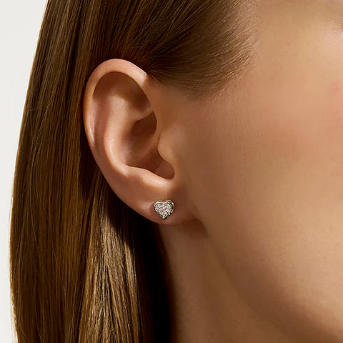 John Hardy Essential Heart Stud Earrings, Gold, Diamonds EGGX989662DI