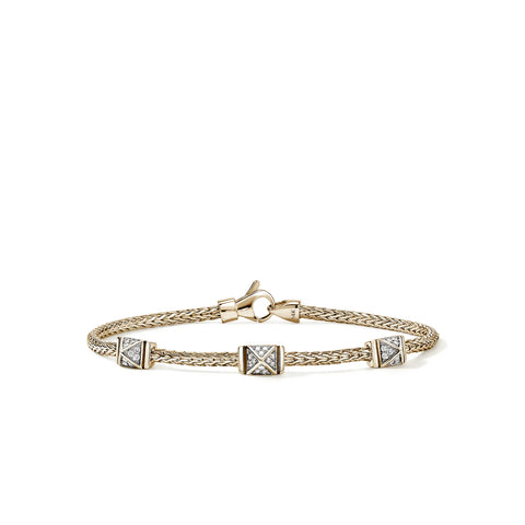 John Hardy Icon Stud Bracelet, Gold, Diamonds, 2.5MM BUGGX989972DI