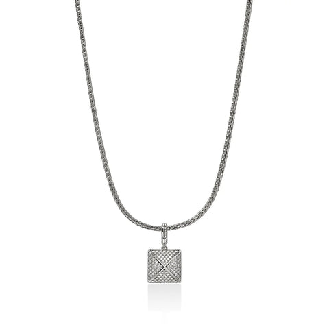 John Hardy Icon Stud Pendant Necklace, Sterling Silver, Diamonds, 2.5MM NBP972162DI