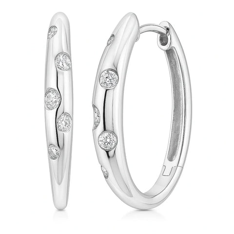 Scattered Diamond Hoop Earrings