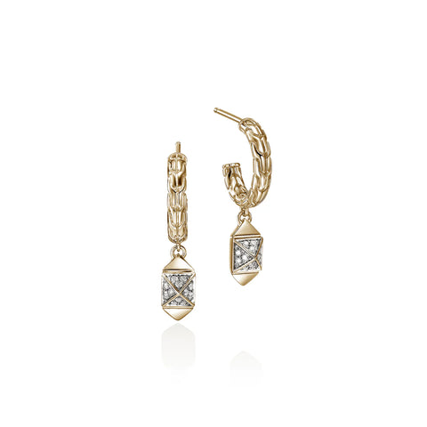 John Hardy Icon Stud Earrings In Gold With Diamonds, 5MM