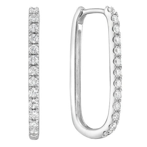 Rectangular Diamond Hoop Earrings