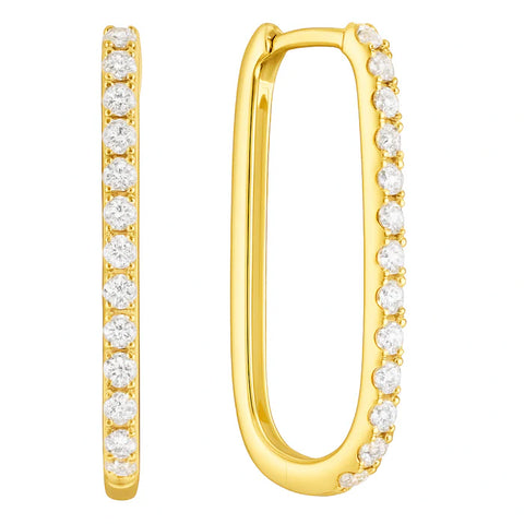 Rectangular Diamond Hoop Earrings