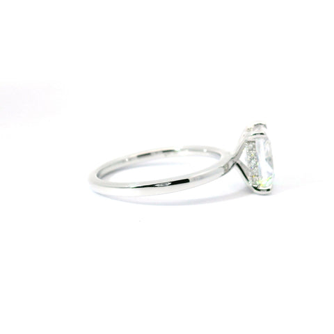 14KT WHITE GOLD HIDDEN HALO SOLITAIRE RING FOR 1.5CT EMERALD CUT CENTER STONE 140-08438