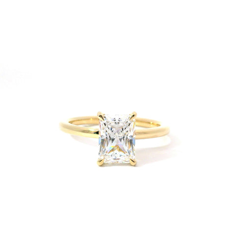14KT YELLOW GOLD HIDDEN HALO SOLITAIRE RING FOR 1.5CT EMERALD CUT CENTER STONE 140-08437
