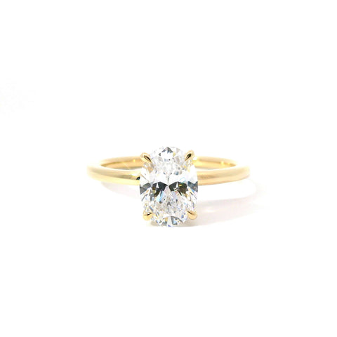14KT YELLOW GOLD HIDDEN HALO SOLITAIRE RING FOR A 1.5CT OVAL CENTER STONE 140-08439