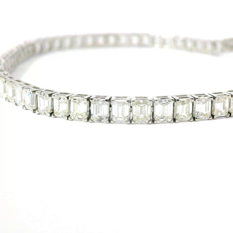 18KT WHITE GOLD 9CTW EMERALD CUT DIAMOND TENNIS BRACELET JOB3430ST-X1-9.00CT-VJ