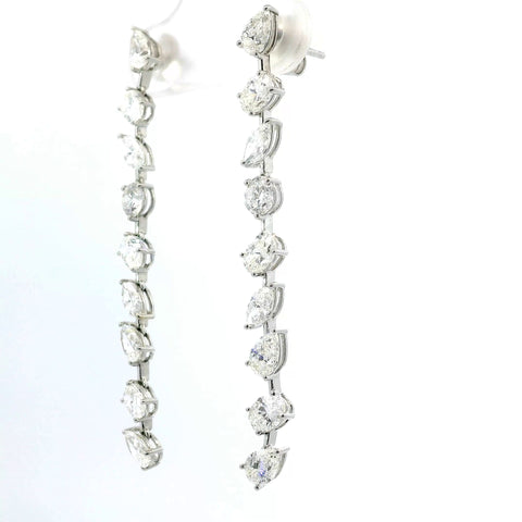14KT WHITE GOLD MIXED SHAPE DIAMOND DANGLE LINE EARRINGS 150-07174