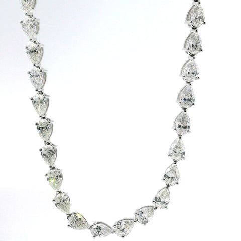 18KT WHITE GOLD PEAR SHAPE DIAMOND LINE NECKLACE 165-00492