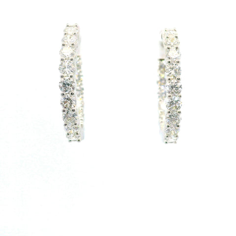14KT WHITE GOLD 2CTW ROUND DIAMOND INSIDE/OUT HOOPS KE35360-2.00CT-VJ