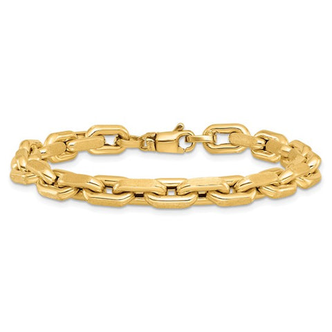 14k Polished and Textured Fancy Link 7.5 Inch Bracelet