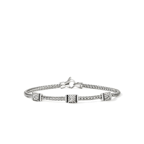 John Hardy Icon Stud Bracelet, Sterling Silver, Diamonds, 2.5MM BUP989972DI