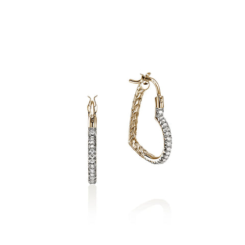 John Hardy Essential Heart Hoop Earrings, Gold, Diamonds, 21MM EGGX989682DI