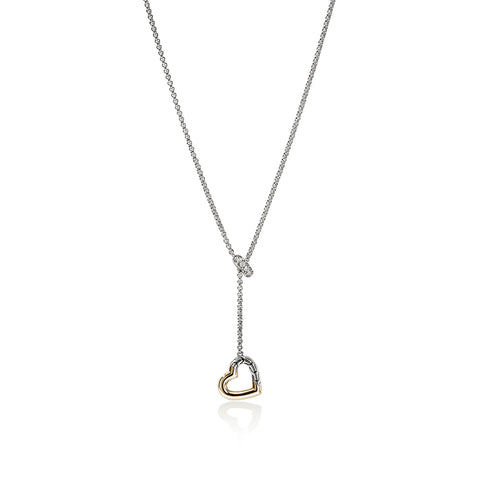 John Hardy Essential Heart Lariat Necklace, Sterling Silver, Gold, Diamonds, 1.5MM NZZP989902DI