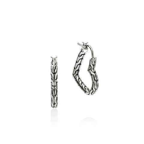 John Hardy Essential Heart Hoop Earrings, Sterling Silver, 21MM EB98968