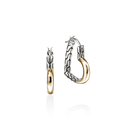 John Hardy Essential Heart Hoop Earrings, Gold, Sterling Silver, 21MM EZZ98968