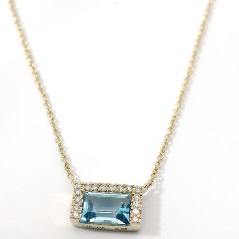 14KT YELLOW GOLD BLUE TOPAZ NECKLACE 18" 230-02461