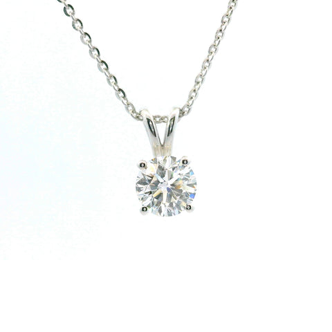 14KT WHITE GOLD 1CT ROUND DIAMOND SOLITAIRE NECKLACE PD00067-R-1.00CT-VJ