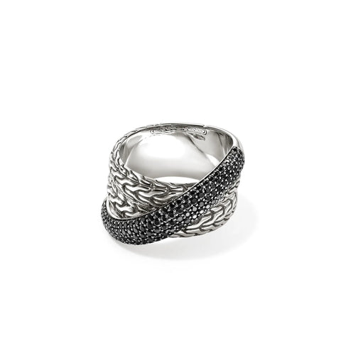John Hardy JH Essential Pavé Crossover Ring, Sterling Silver, Gemstones