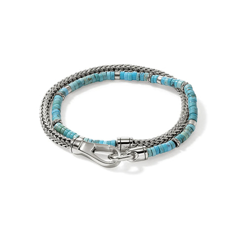John Hardy Heishi Chain Wrap, Sterling Silver, Hardstones