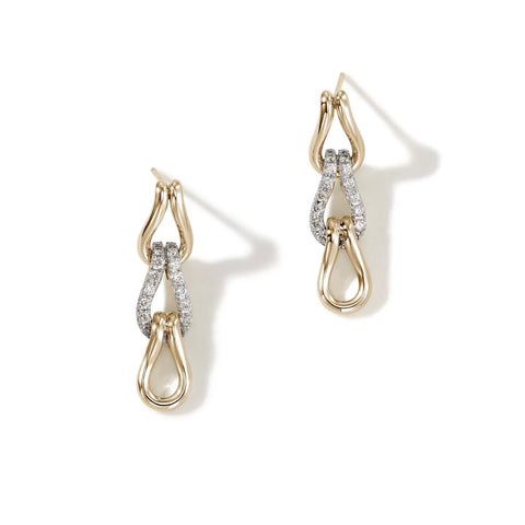 John Hardy Surf Link Earrings, Diamonds
