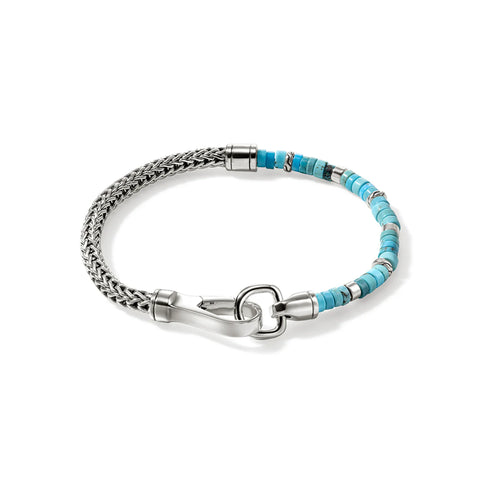 John Hardy Heishi Chain Bracelet, Sterling Silver, Gemstones 4mm