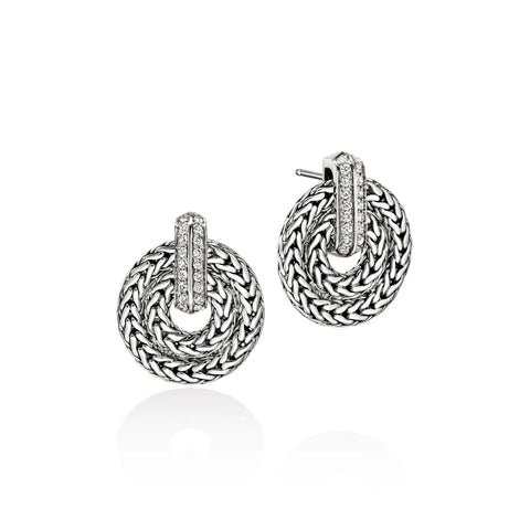 John Hardy Icon Link Earrings, Sterling Silver, Diamonds, 22MM EBP989912DI