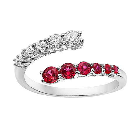 18KT WHITE GOLD RUBY AND DIAMOND RING 201-00399
