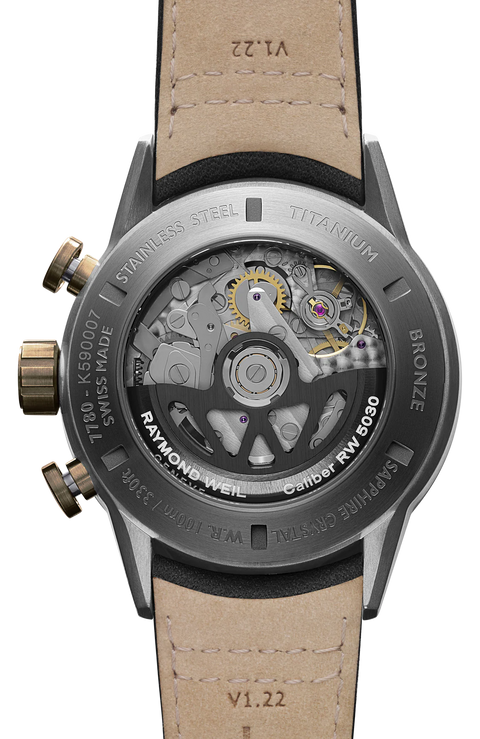 Raymond Weil freelancer bi-compax chronograph 43 mm, black dial 7780-TB3-20423