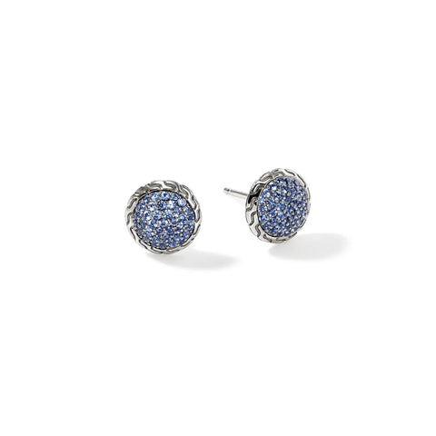 John Hardy Essential Pavé Stud Earring, Sterling Silver, Gemstones, 10MM EBS987184BSP