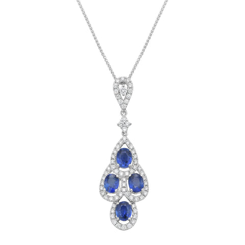 18KT WHITE GOLD SAPPHIRE AND DIAMOND PENDANT 231-00306