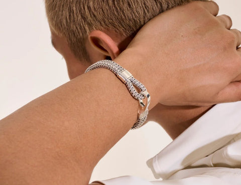 John Hardy Hook Clasp Bracelet, Silver, Double Row BU901238