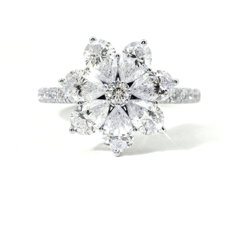 14KT WHITE GOLD 2CTW FLOWER CLUSTER RING TXR06223-2.00CT-VJ