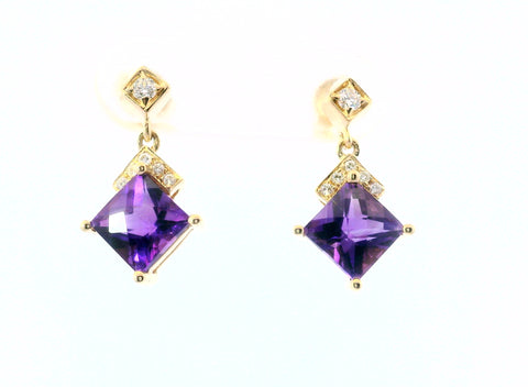 14KT YELLOW GOLD AMETHYST EARRINGS 210-03271