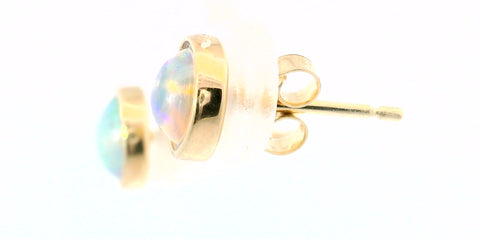 14KT YELLOW GOLD BEZEL-SET OPAL EARRINGS 210-03274