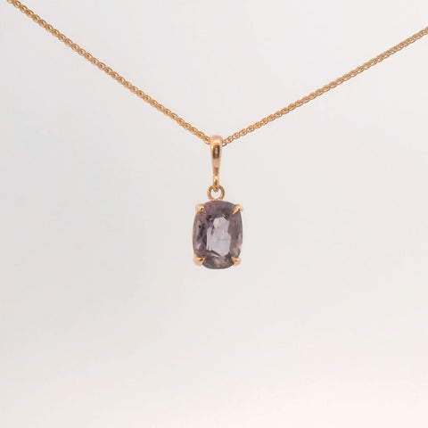 rose gold gemstone pendant, front angle