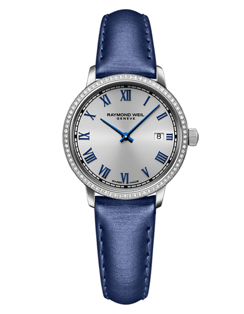 Raymond Weil Toccata Ladies 76 Diamond Blue Satin Quartz Watch 5985-SCS-00653