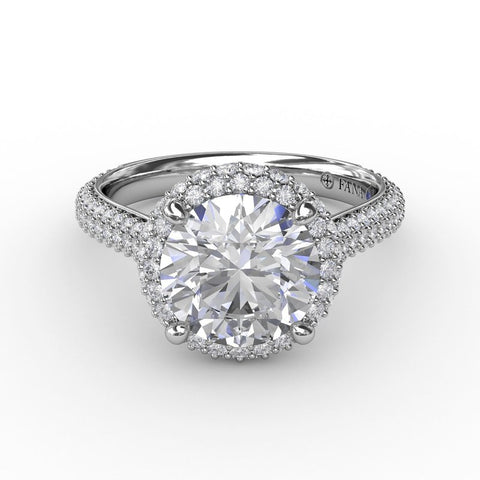 Fana Round Pave Halo Engagement Ring S3276