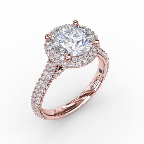 Fana Round Pave Halo Engagement Ring S3276