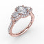 Fana Three-Stone Round Diamond Halo Engagement Ring 3218