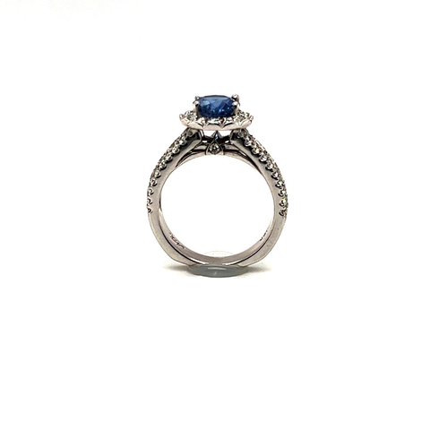 2.28CT NATURAL BLUE SAPPHIRE AND DIAMOND RING