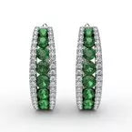 FANA Channel Set Emerald Fashion Hoops ER1348E