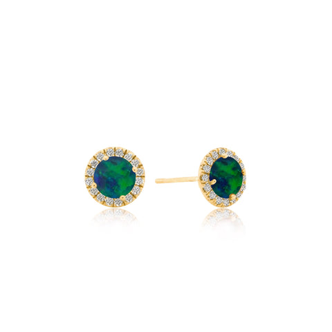 Yellow Gold Opal Stud Earrings