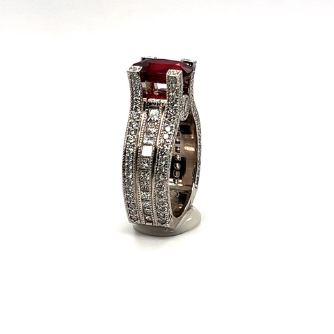 Custom 18k 2.69ct Ruby and Diamond Ring