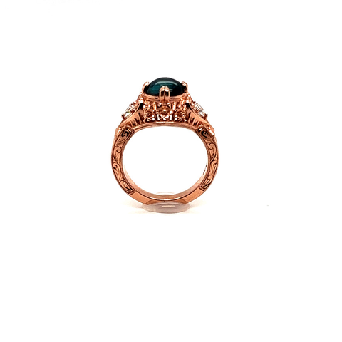 1.50CT NATURAL CAT-EYE TOURMALINE AND DIAMOND RING